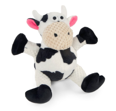 goDog Checkers Sitting Cow with Chew Guard Technology Durable Plush Dog Toy Mini