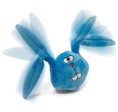 goDog Action Plush Blue Bunny with Chew Guard Technology Animated Squeaker Dog Toy