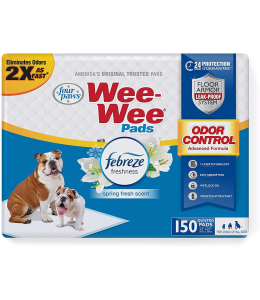 FOUR PAWS WEE-WEE ODOR CONTROL PADS WITH FEBREZE FRESHNESS 150 CT Bulk Pack Box