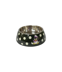 Nutrapet Applique Melamine Round Bowl BLack & White Polka Medium