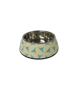 Nutrapet Applique Melamine Round Bowl Blue & Jasmine Small