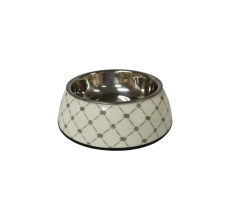 Nutrapet Applique Melamine Round Bowl Black & White Small