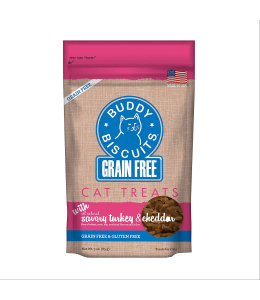 Buddy Biscuits Grain Free Cat Treats with Savory Turkey & Cheddar - 3 oz