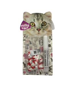 NutraPet Plushy Paws Nail Caps Dual Red | White #50 Medium