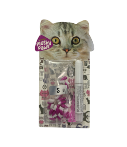 NutraPet Plushy Paws Nail Caps Dual Magenta | White #52 Small