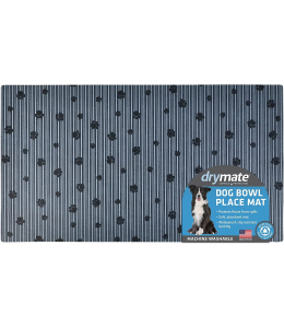 Drymate Dog Bowl Place Mat Paw Stripe Grey Black 12x20 Inches