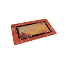 Drymate Swirl Border Red Dog House Dog Bowl Place Mat 12 x 20 Inches