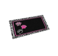 Drymate Black with 3 Paws Zebra Border Pet Bowl Place Mat 12 x 20 inches