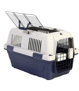 Nutrapet Dog Cat Carrier Open Grill Top Dark Blue Box L50CmsX W33Cms X H29 Cms