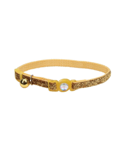 Coastal 3 and Safe Cat Jewel Buckle Glitter Overlay Collar Gold