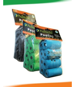 Nutrapet Black Poo Bags 8 Rolls with Header Card