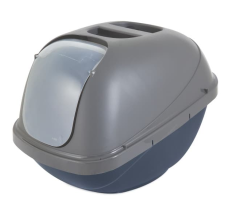 PETMATE JUMBO BASIC HOODED LITTER PAN ~ BLUE STEEL/PEARL SILVER