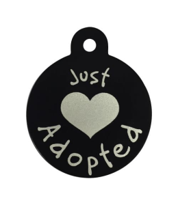 JUST ADOPTED - Pet Tag one side printed Circle Large Black 