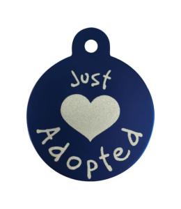 JUST ADOPTED - Pet Tag one side printed Circle Large BLUE