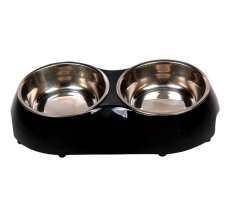 Nutrapet Melamine Double Diner Black S 26.5 X 15 X 5.5 Cms 320ML