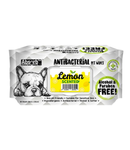 Absolute Pet Absorb Plus Antibacterial Pet Wipes Lemon 80 sheets