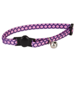 Petmate Aspen Pet Cat Collar 3/8"X8-12" Retro Flower Purple