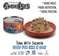 Smudges Adult Cat Tuna Flakes With Salmon in Soft Jelly 80g