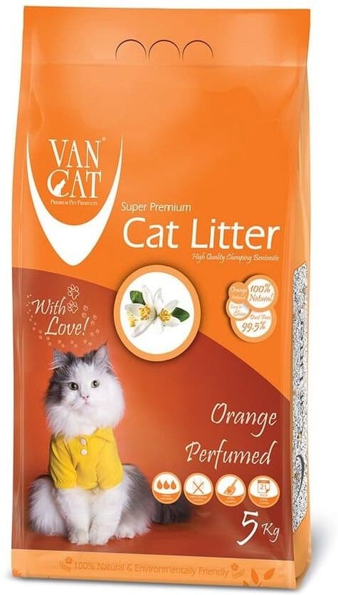 Van Cat White Bentonite Clumping Cat Litter Orange 5Kg