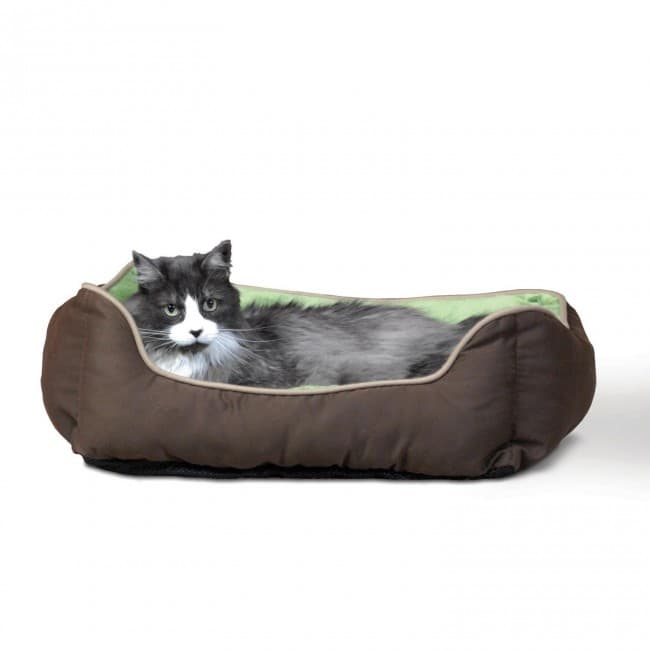 K&H Self-Warming Lounge Sleeper Small Mocha/Green 16" x 20"/41X51Cm